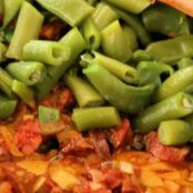 Spanischer Eintopf mit grünen Bohnen und Chorizo