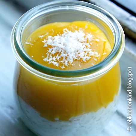 Kokosmilchreis mit Mango-Püree