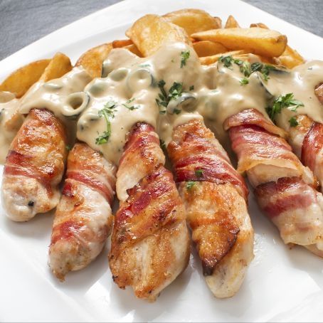 Hähnchenfackeln mit Gorgonzola-Sauce