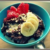 Schoko-Frühstücks-Pudding mit Erdbeeren und Bananen - Schritt 3