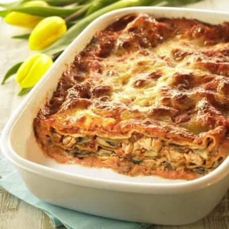 Lachs-Pilz-Lasagne