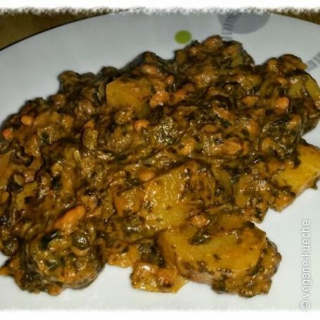 Spinat-Linsen-Kartoffel-Allerlei im Wok