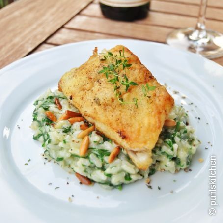 Zanderfilet auf Spinat-Risotto