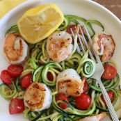 Zucchininudeln mit Garnelen und kleinen Cocktailtomaten - Schritt 4