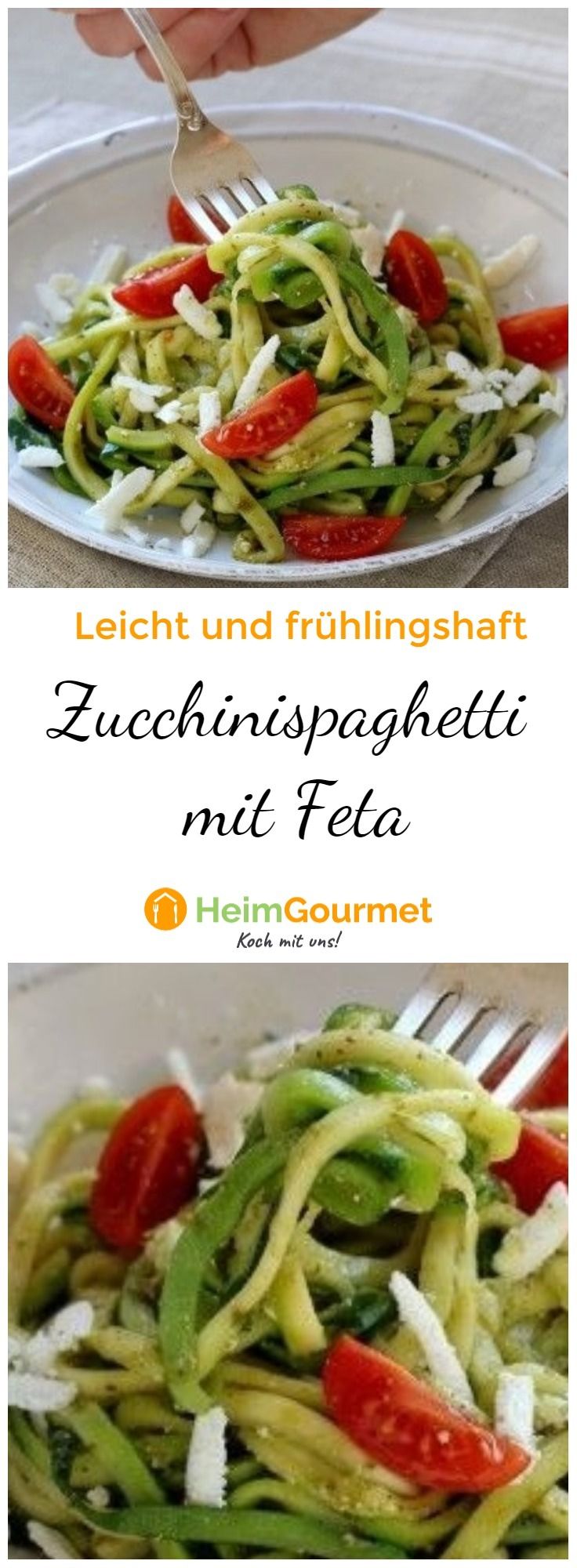 Zucchinispaghetti mit Feta - Schritt für Schritt