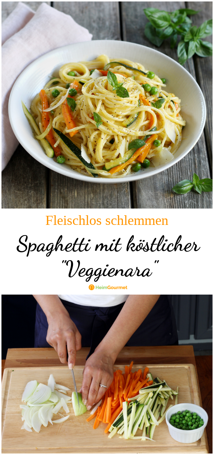 &amp;quot;Carbonara&amp;quot; mal anders: Spaghetti mit Gemüse, Ei und Parmesan
