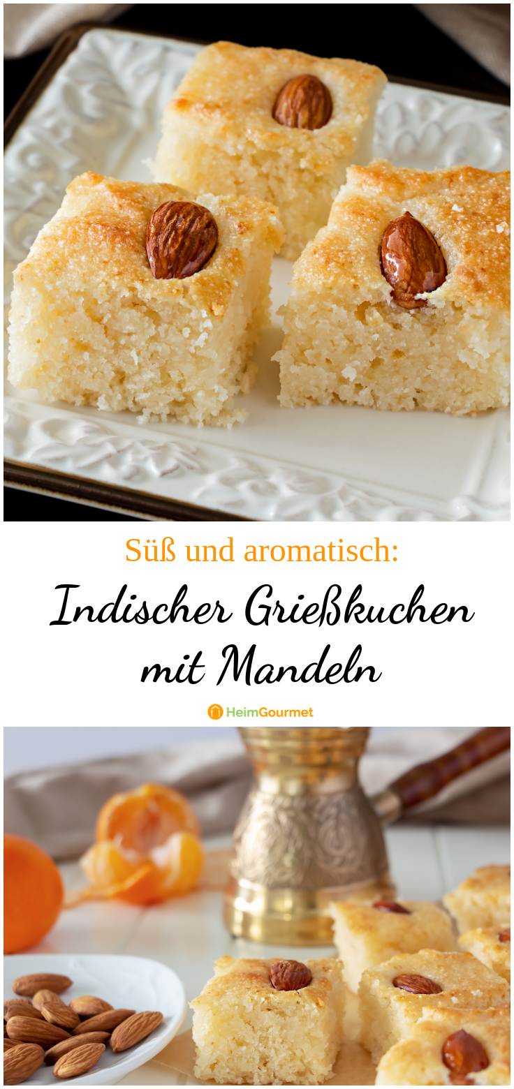 Indischer Grießkuchen mit Mandeln