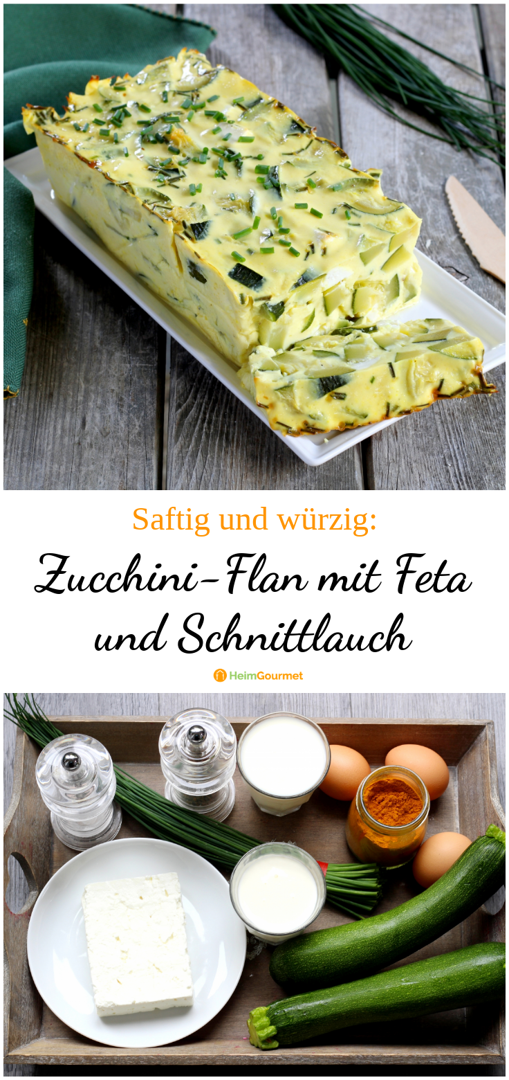 Zucchini Flan mit Schnittlauch &amp; Feta