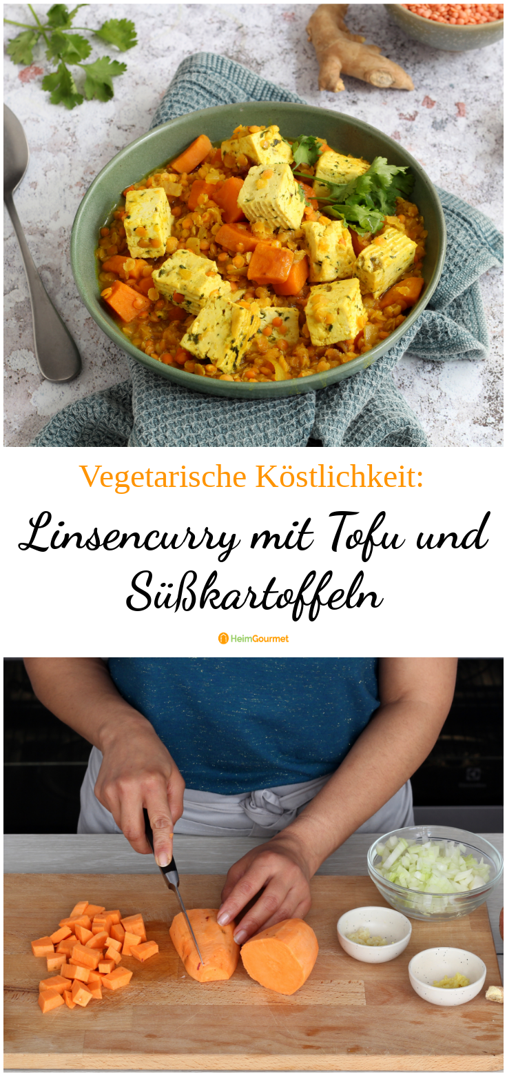 Heute mal vegetarisch: Köstliches Linsencurry mit Tofu und Süßkartoffeln