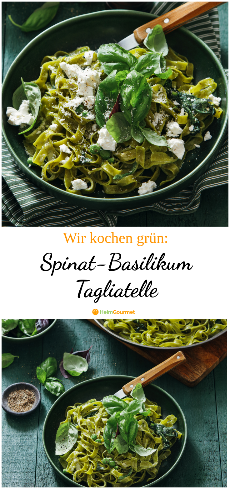 Cremige Spinat-Basilikum Tagliatelle