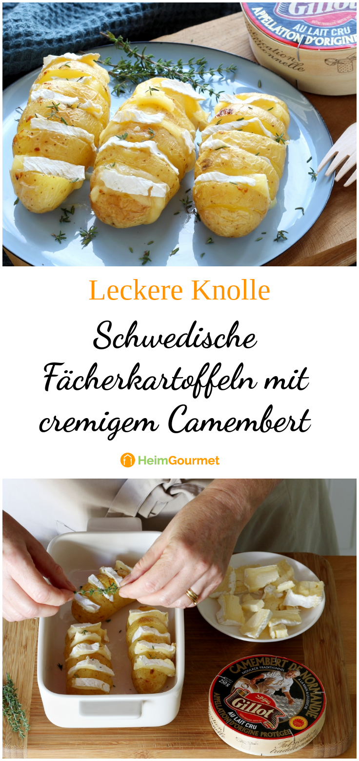 Schwedische Fächerkartoffeln gefüllt mit cremigem Camembert