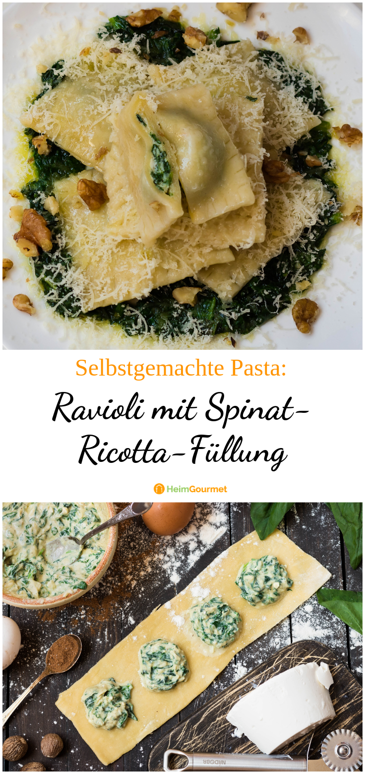 Selbstgemachte Ravioli mit Spinat und Ricotta Füllung