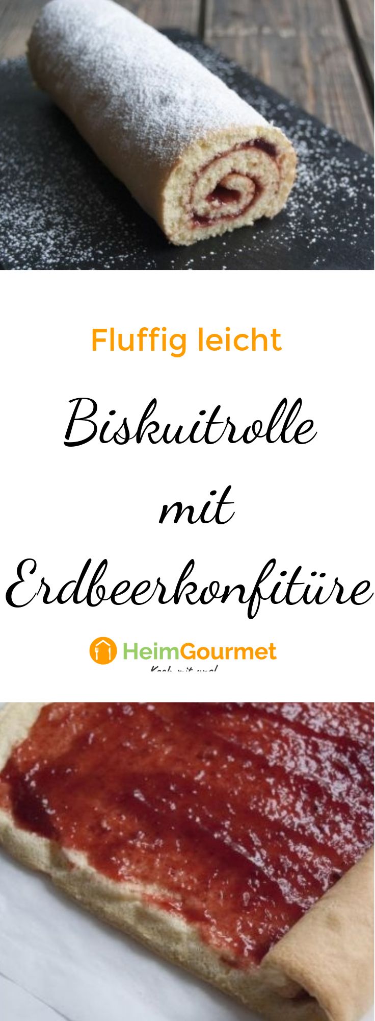 Fluffig leichte BISKUITROLLE mit Erdbeerkonfitüre