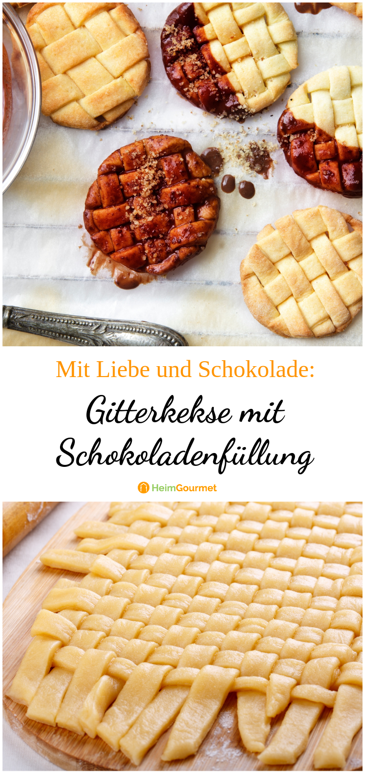 Hier haben wir Liebe (und Schoki) hineingeflochten: Gitterkekse mit ...