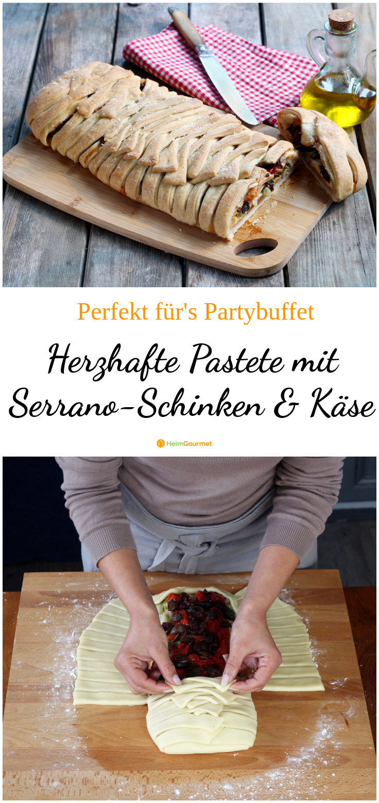 Perfekt fürs Partybuffet: Herzhafte Pastete mit Serrano-Schinken und Käse