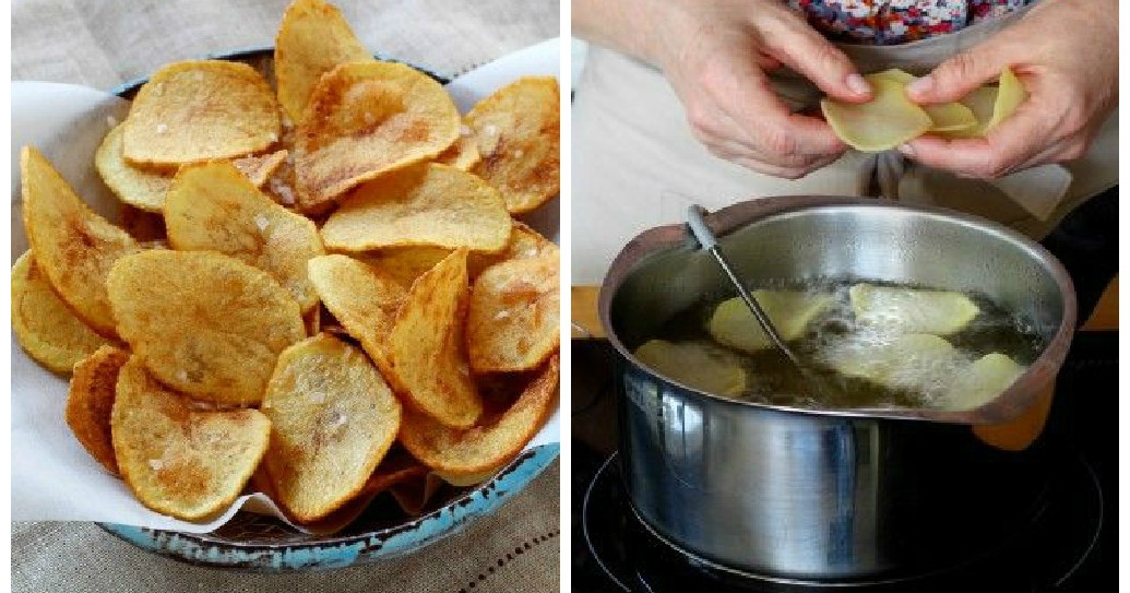 Selbst gemachte Chips mit Meersalz