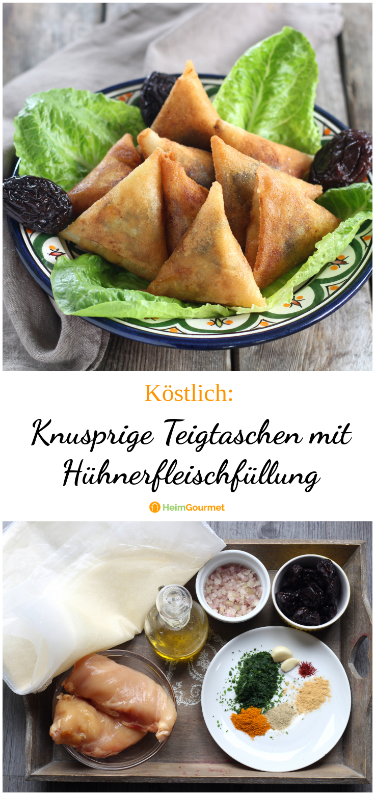 Knusprige Teigtaschen mit würziger Pflaumen-Hühnerfleischfüllung
