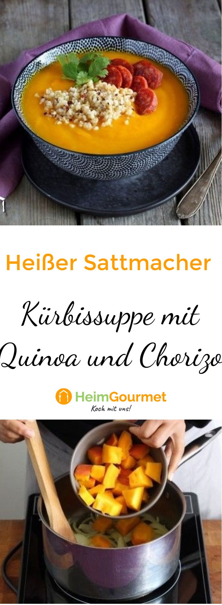 Heißer Sattmacher: Kürbissuppe mit Quinoa und Chorizo
