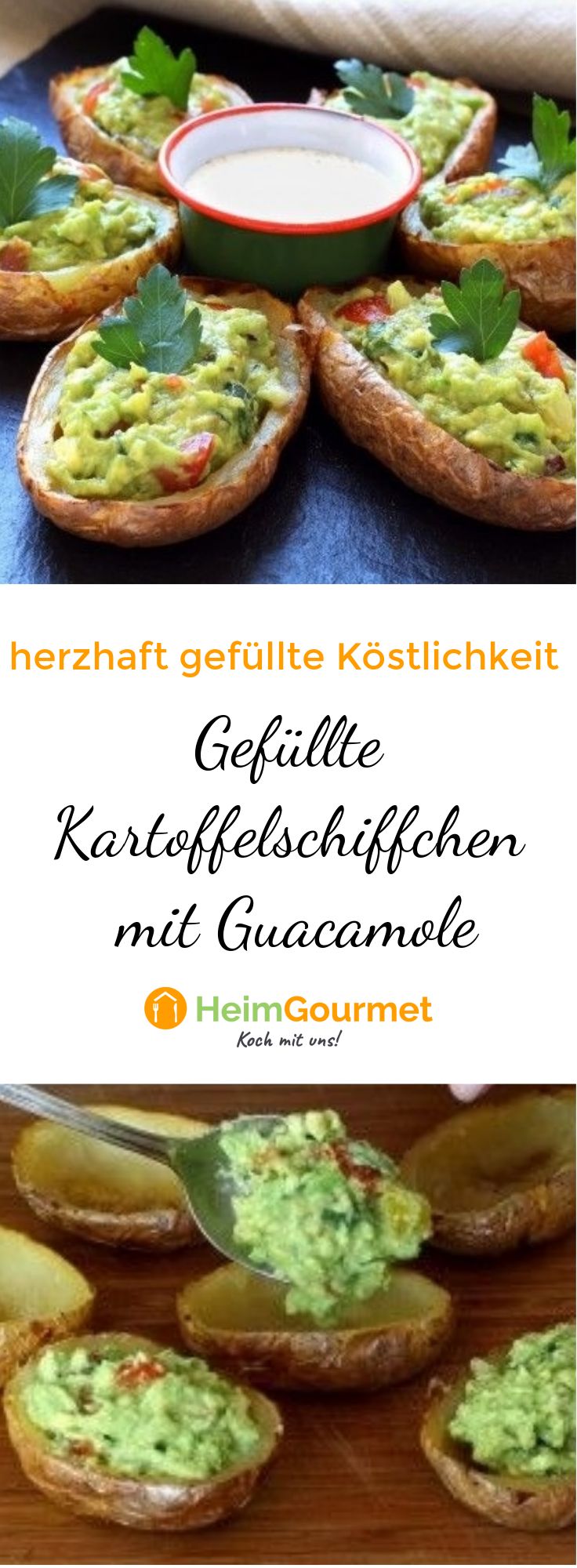 Gefüllte Kartoffelschiffchen mit Guacamole