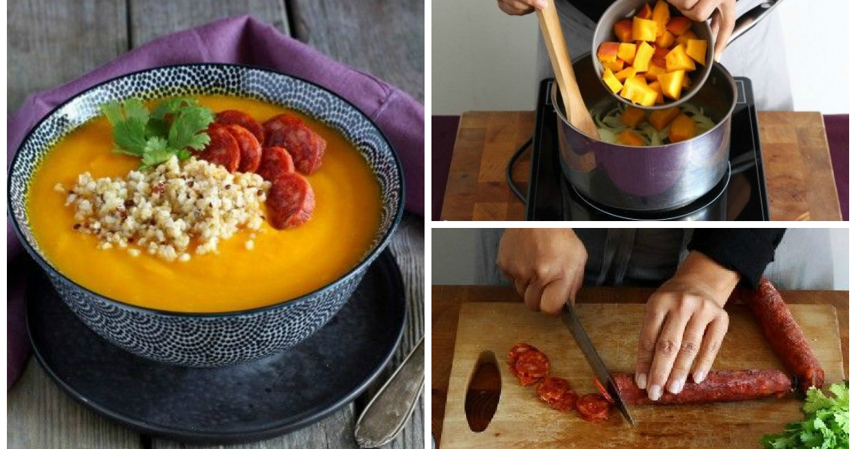 Heißer Sattmacher: Kürbissuppe mit Quinoa und Chorizo