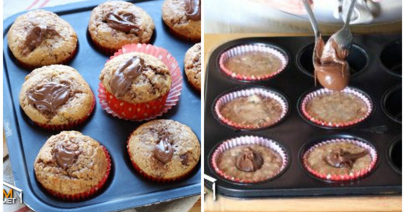 Einfache Schokomuffins mit zart schmelzendem Nutellakern