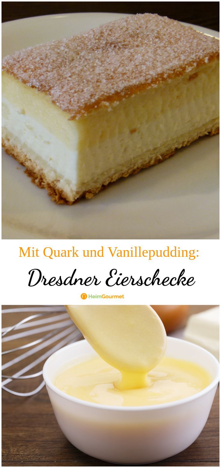 Dresdner Eierschecke - Kuchen ohne Boden mit Quark und Vanillepudding ...