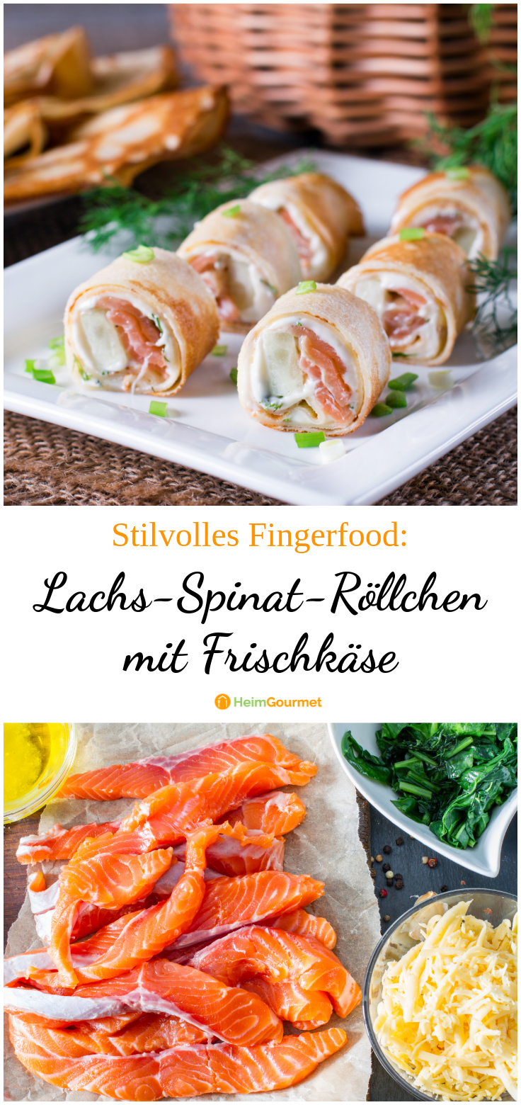 Stilvolles Fingerfood: LACHS-SPINAT-RÖLLCHEN mit Frischkäse - der Hit ...